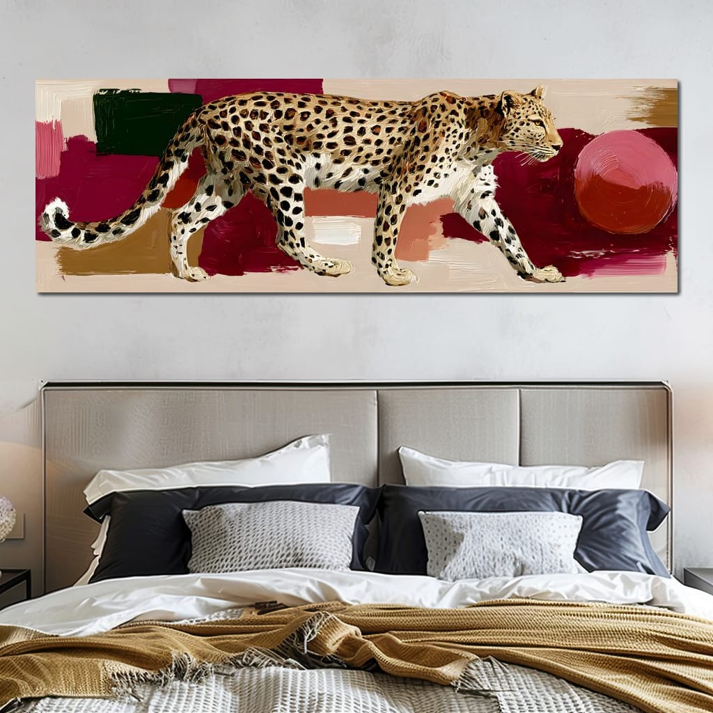 Leopard Stride Sunset Blocks Canvas Wall Art