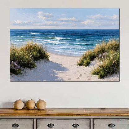 Waves Beyond the Dune Pathway Canvas Wall Art