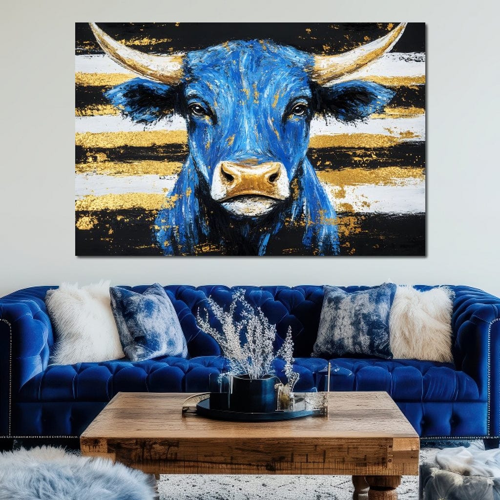 Bull Cobalt Resilience Canvas Wall Art