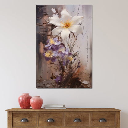 Fleeting Bloom in Grisaille Canvas Wall Art