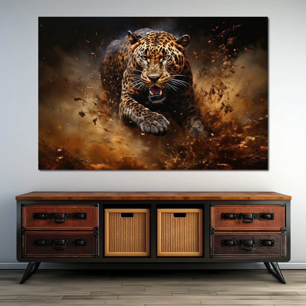 Running Leopard Canvas Wall Art