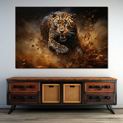 Running Leopard Canvas Wall Art