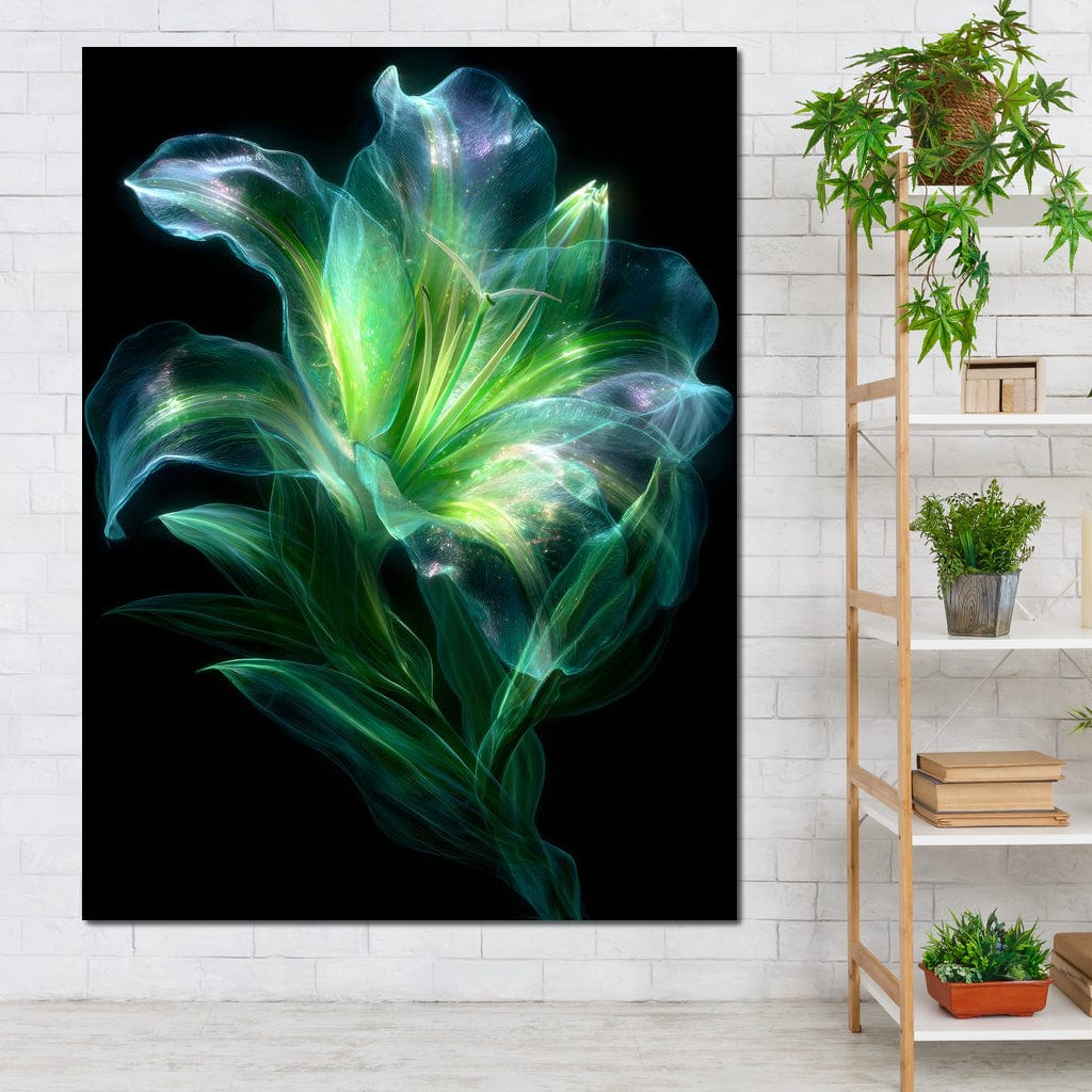 Radiant Emerald Flora Pulse Canvas Wall Art