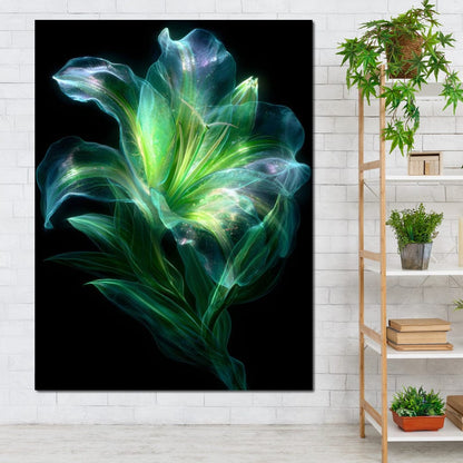 Radiant Emerald Flora Pulse Canvas Wall Art