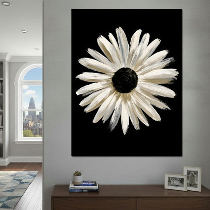 Solitary Pale Petals Against The Void Canvas Wall Art