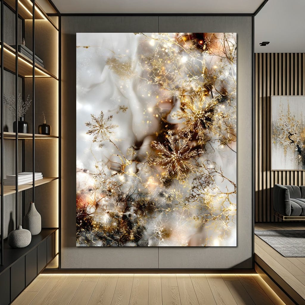 Golden Snowflake Reverie Canvas Wall Art