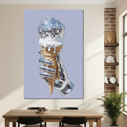 Chrome Hand Disco Ice Cream Dream Canvas Wall Art