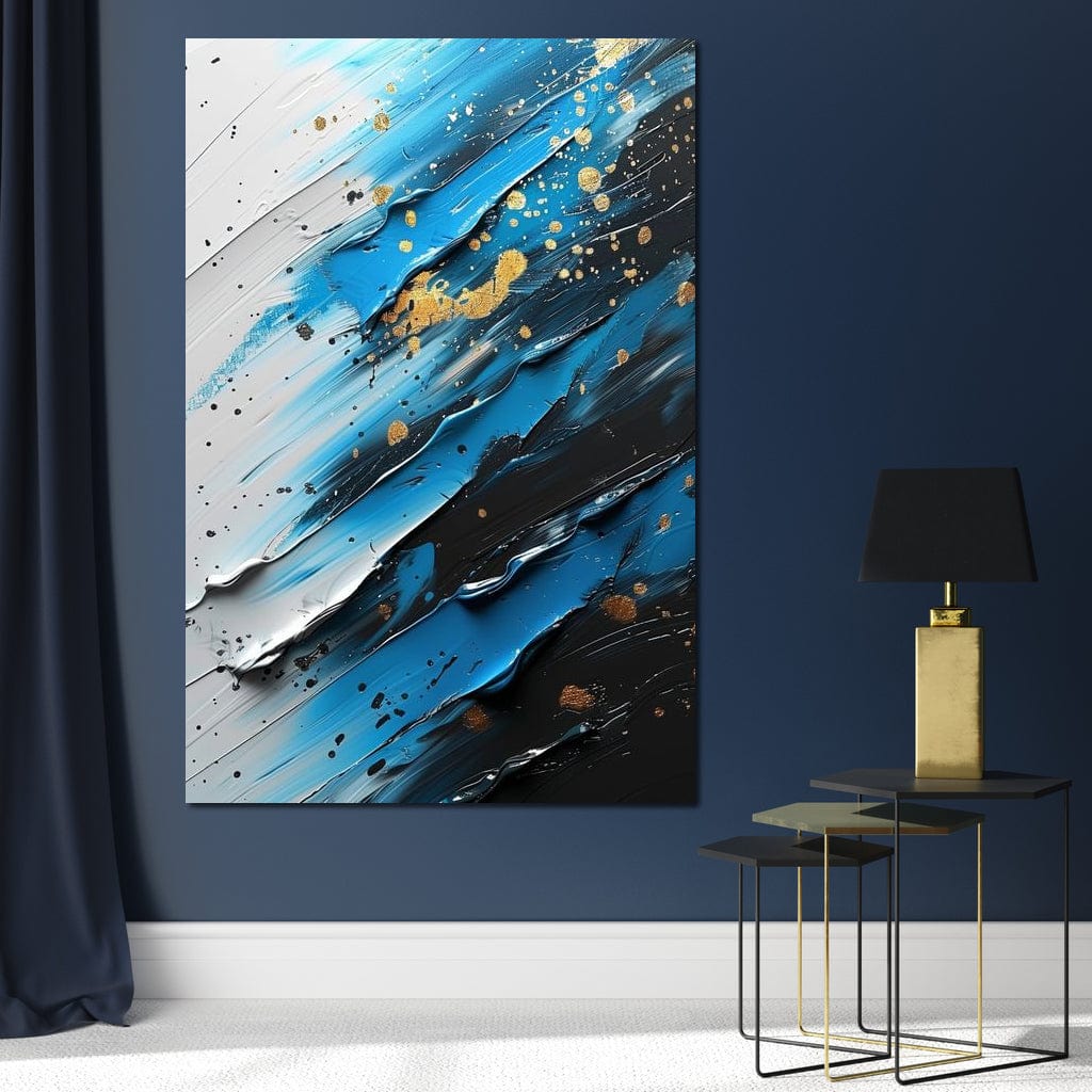 Sapphire Strokes Gold Specks 1 Canvas Wall Art