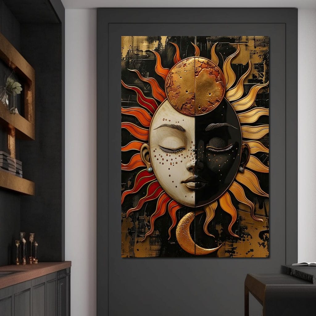 Solar Lunar Symbiosis Canvas Wall Art