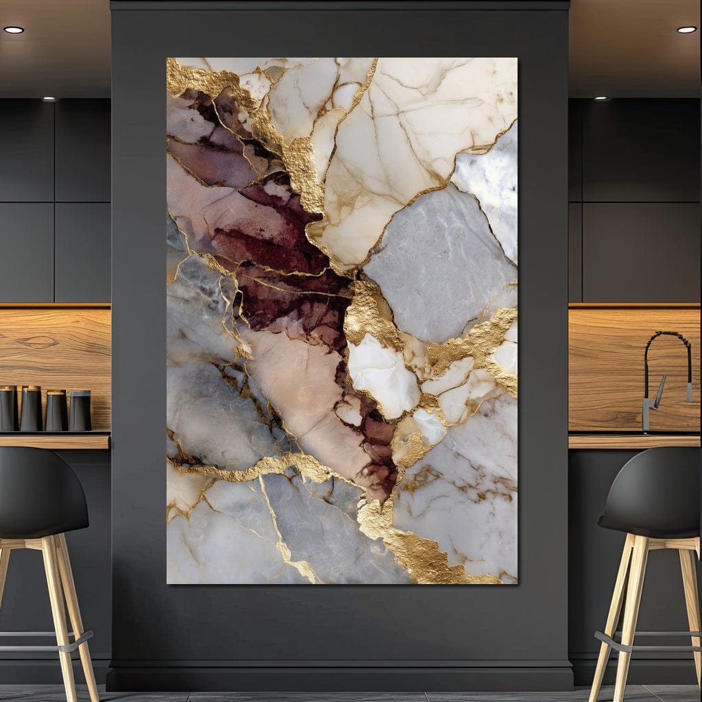 Gilded Marble Rift Elegy Canvas Wall Art