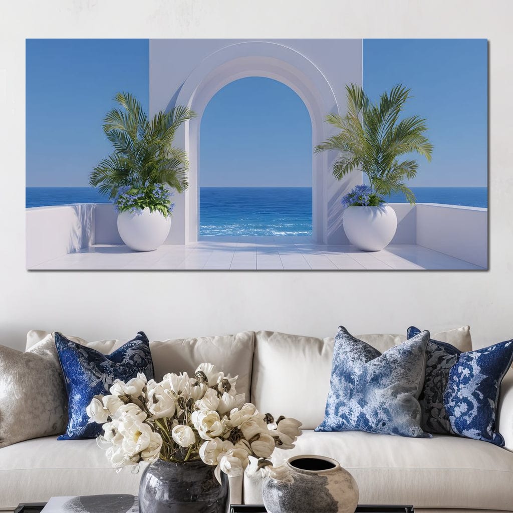 Sunlit Coastal Archway Escape Canvas Wall Art