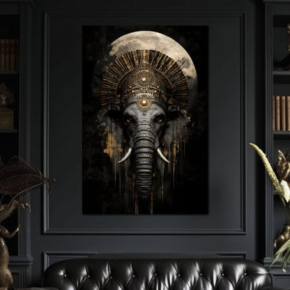Golden Pharaoh Elephant King Canvas Wall Art