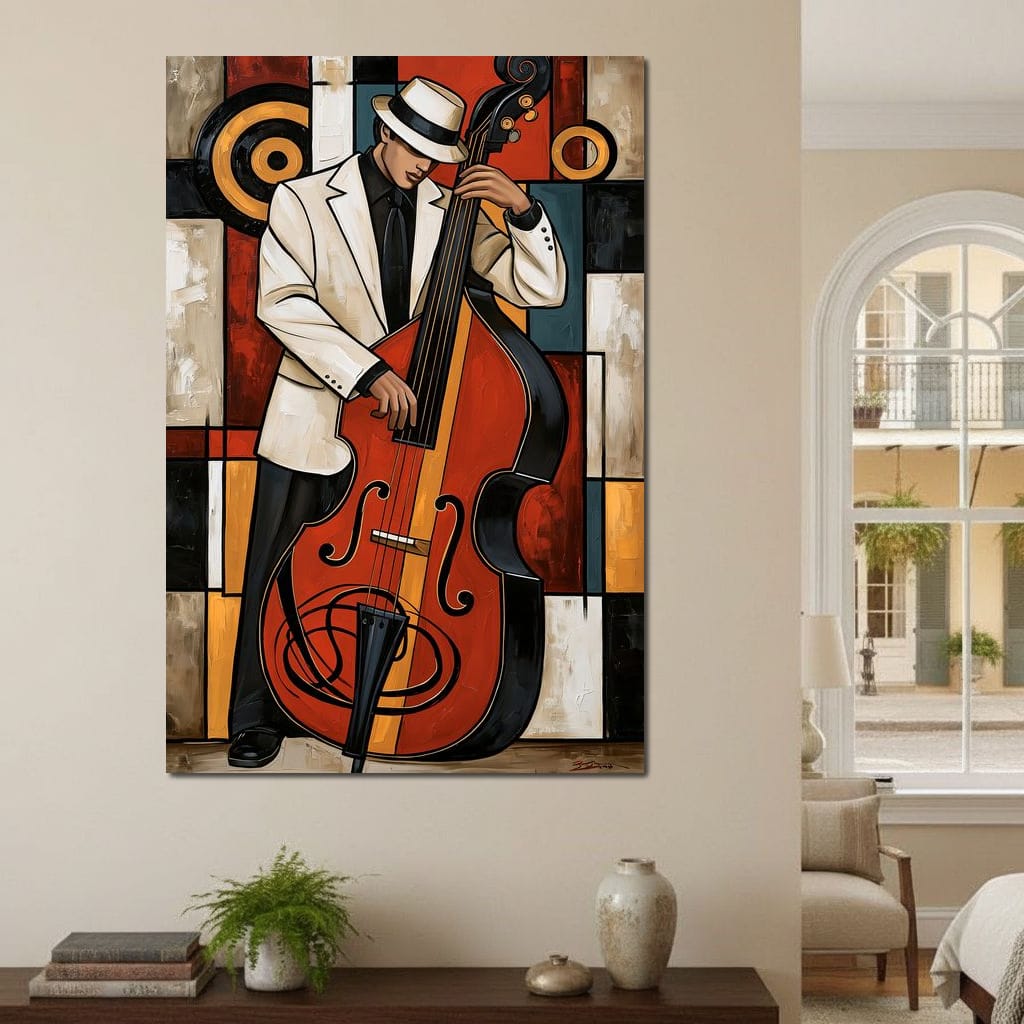 Cool Jazz Rhythm And The Upright Bass Canvas Wall Art