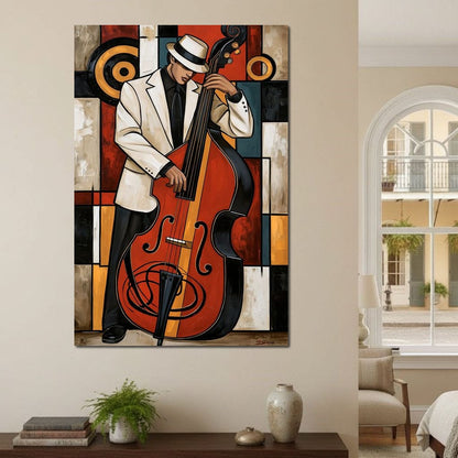 Cool Jazz Rhythm And The Upright Bass Canvas Wall Art