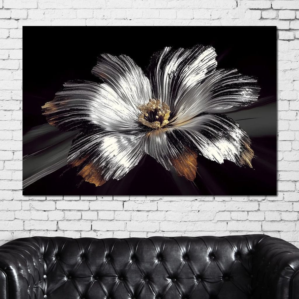 Silver Harvest Petals Radiance Canvas Wall Art