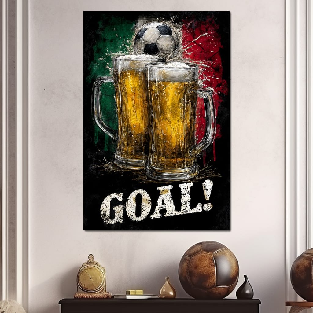 Italian Football Beer Goal Canvas Wall Art
