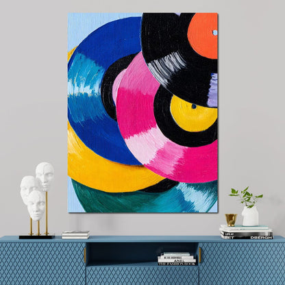 Color Spin Retro Vinyl Rhythm Canvas Wall Art