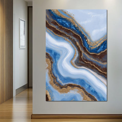 Blue Geode Gold River Flow Canvas Wall Art