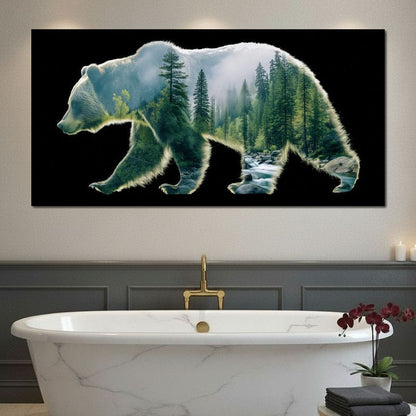 Forest Bear River Silhouette Canvas Wall Art
