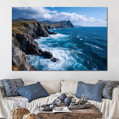 Wild Atlantic Cliff Horizon Canvas Wall Art