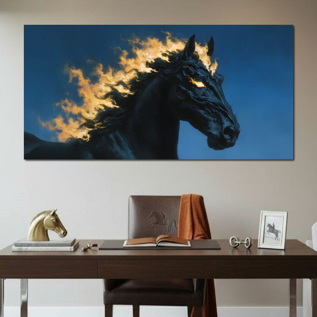 Fiery Night Stallion Spirit Canvas Wall Art