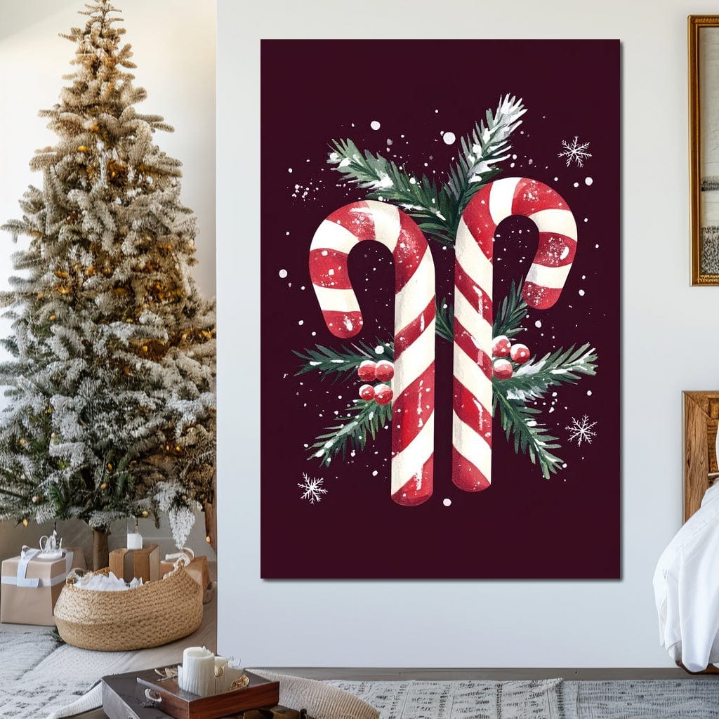 Candy Cane Christmas Treat Canvas Wall Art
