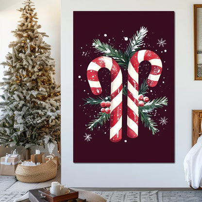 Candy Cane Christmas Treat Canvas Wall Art