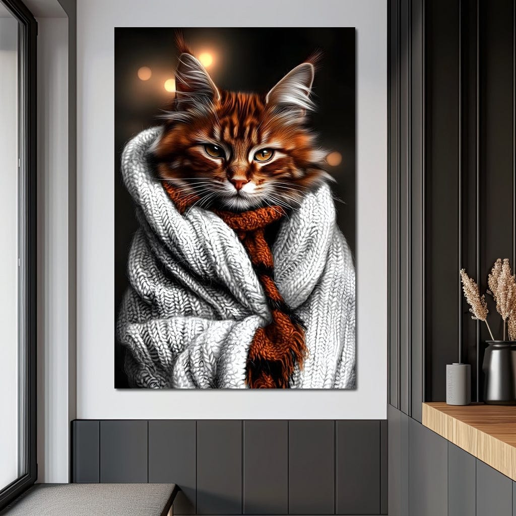 Warm Feline Elegance Wrapped Canvas Wall Art