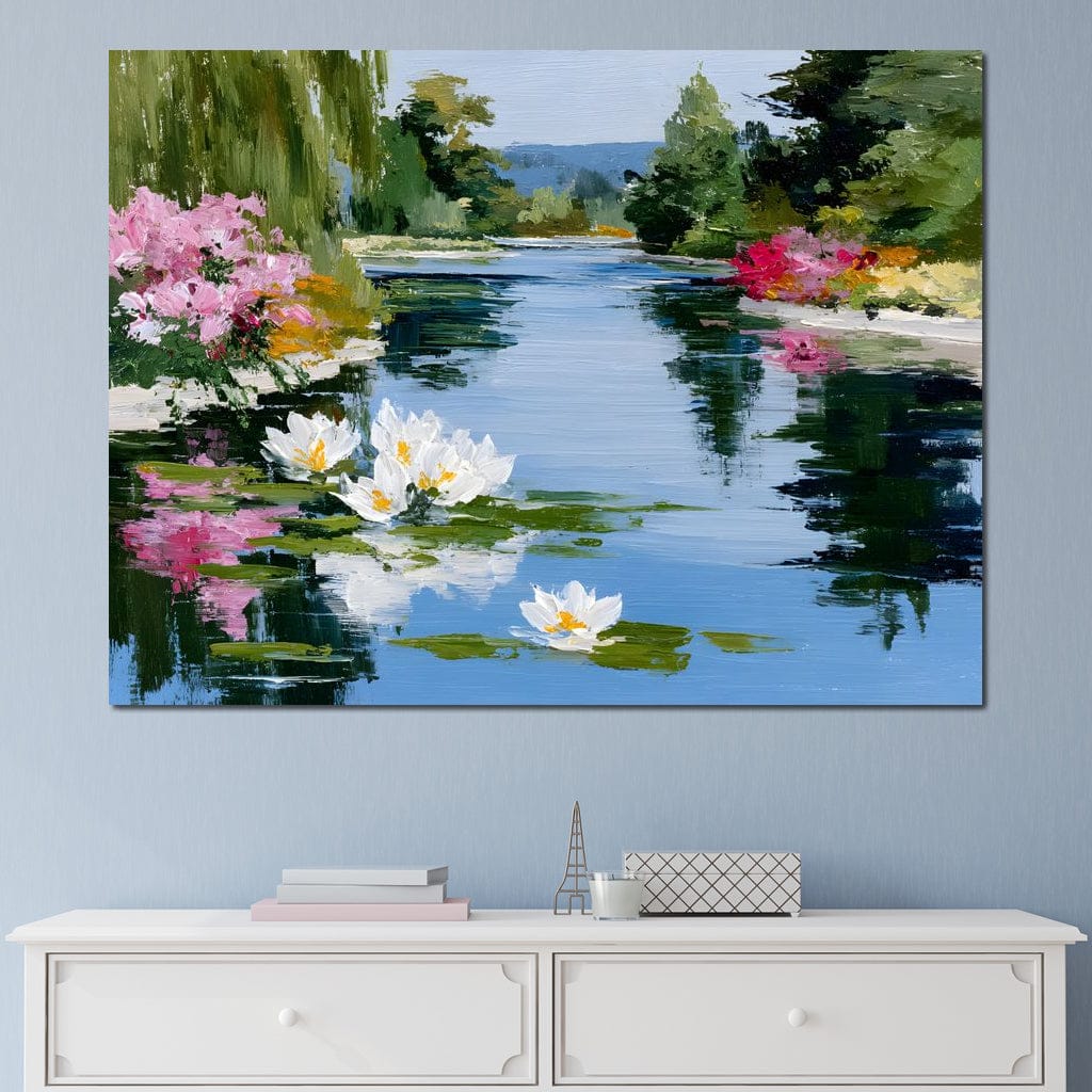 Water Lily Garden Reflection Canvas Wall Art
