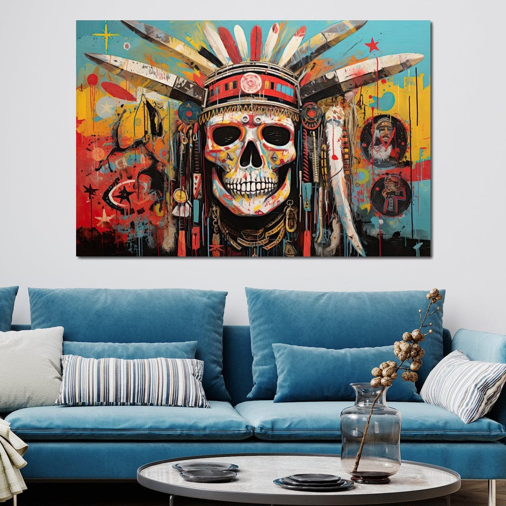 Tribal Echoes in Technicolor Canvas Wall Art