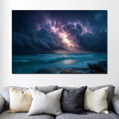 Tempest Sky Over Ocean Waves Canvas Wall Art