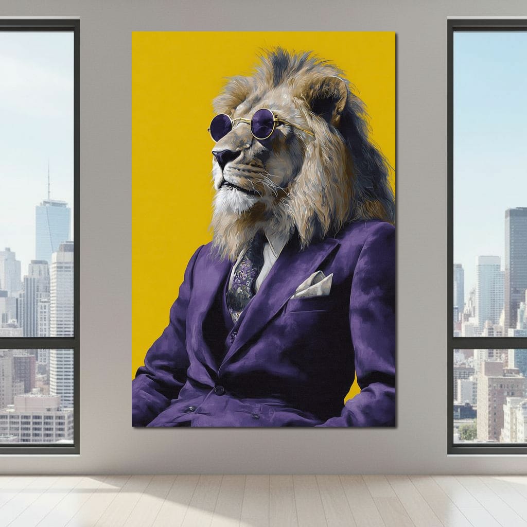 Regal Lion Boss Violet Suit Canvas Wall Art