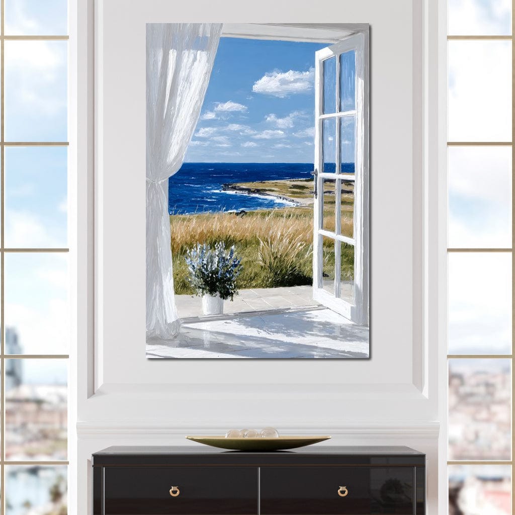 Ocean Breeze Through Open Window Canvas Wall Art