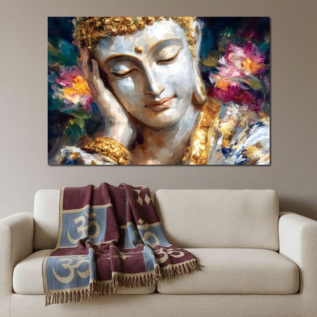 Golden Buddha Lotus Reverie Canvas Wall Art