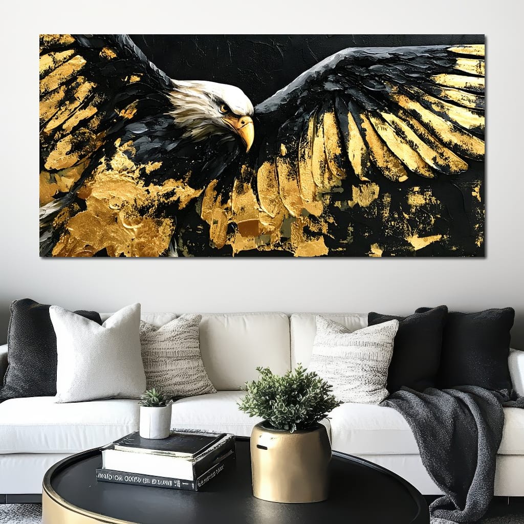 American Eagle in Gold & Black Canvas Wall Art