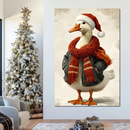 Festive Goose With Cozy Style Canvas Wall Art