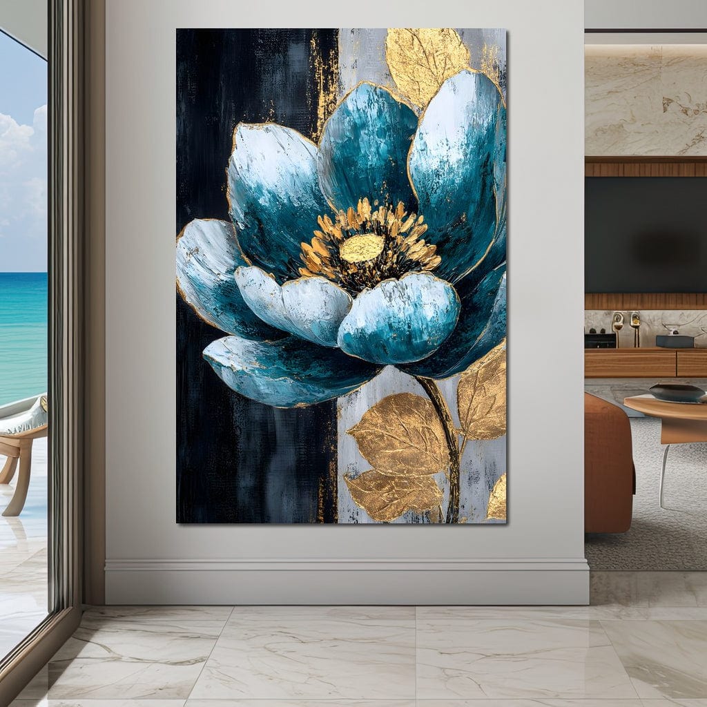 Radiant Petals Golden Harmony Canvas Wall Art