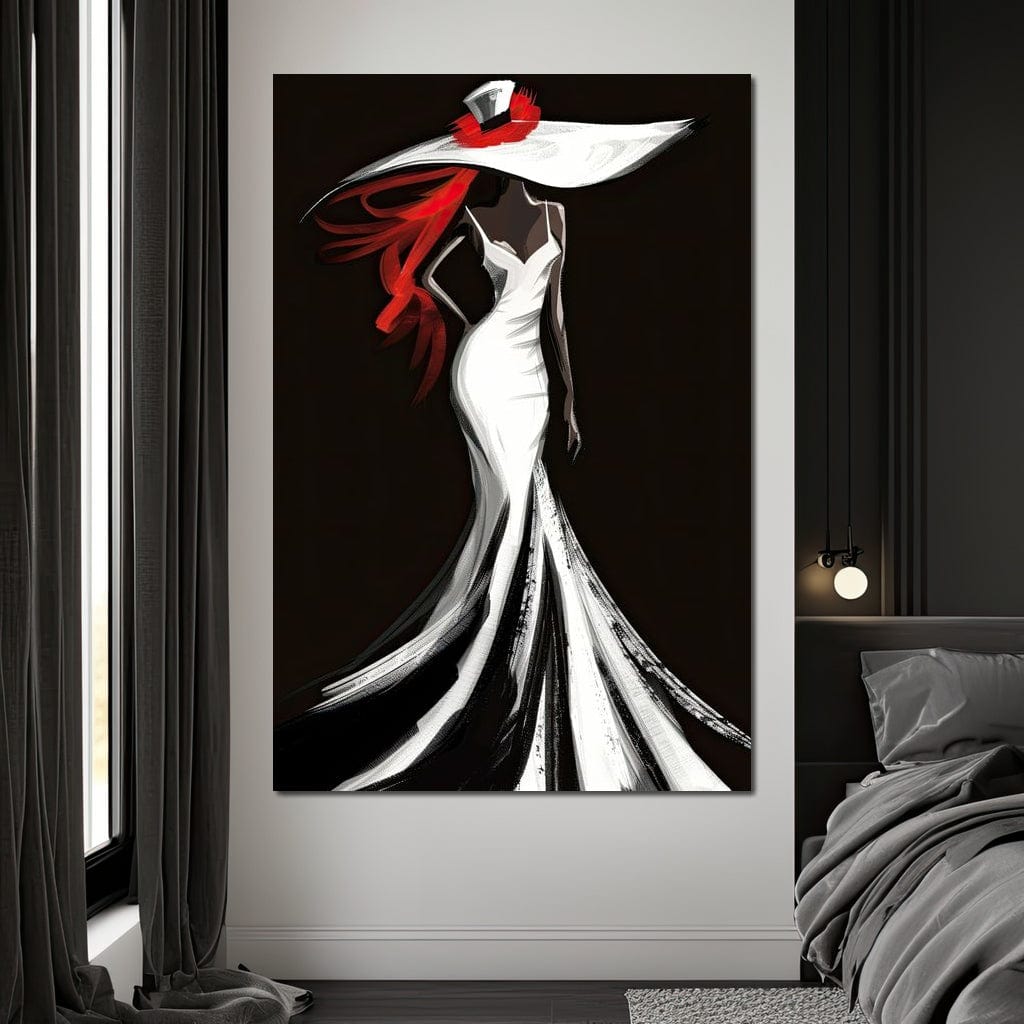 The White Dress - Sable Elegance with Flare Canvas Wall Art