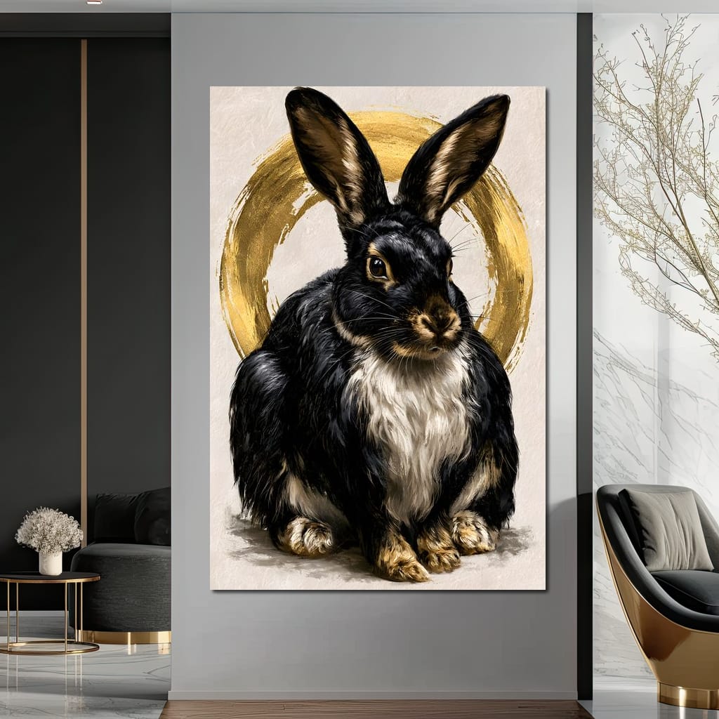 Gilded Hare of the Silent Circle Canvas Wall Art
