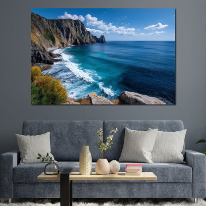 Majestic Coastal Cliffs View Canvas Wall Art