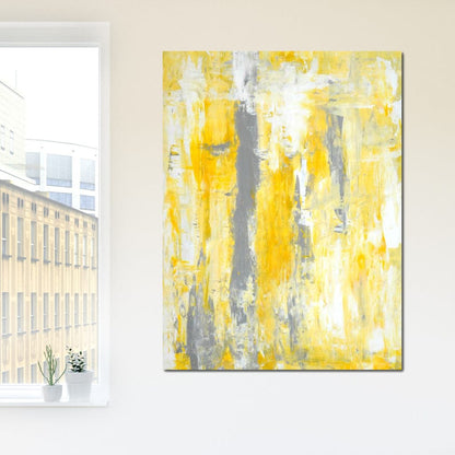 Grey & Yellow Abstract Art Painting Canvas Wall Art