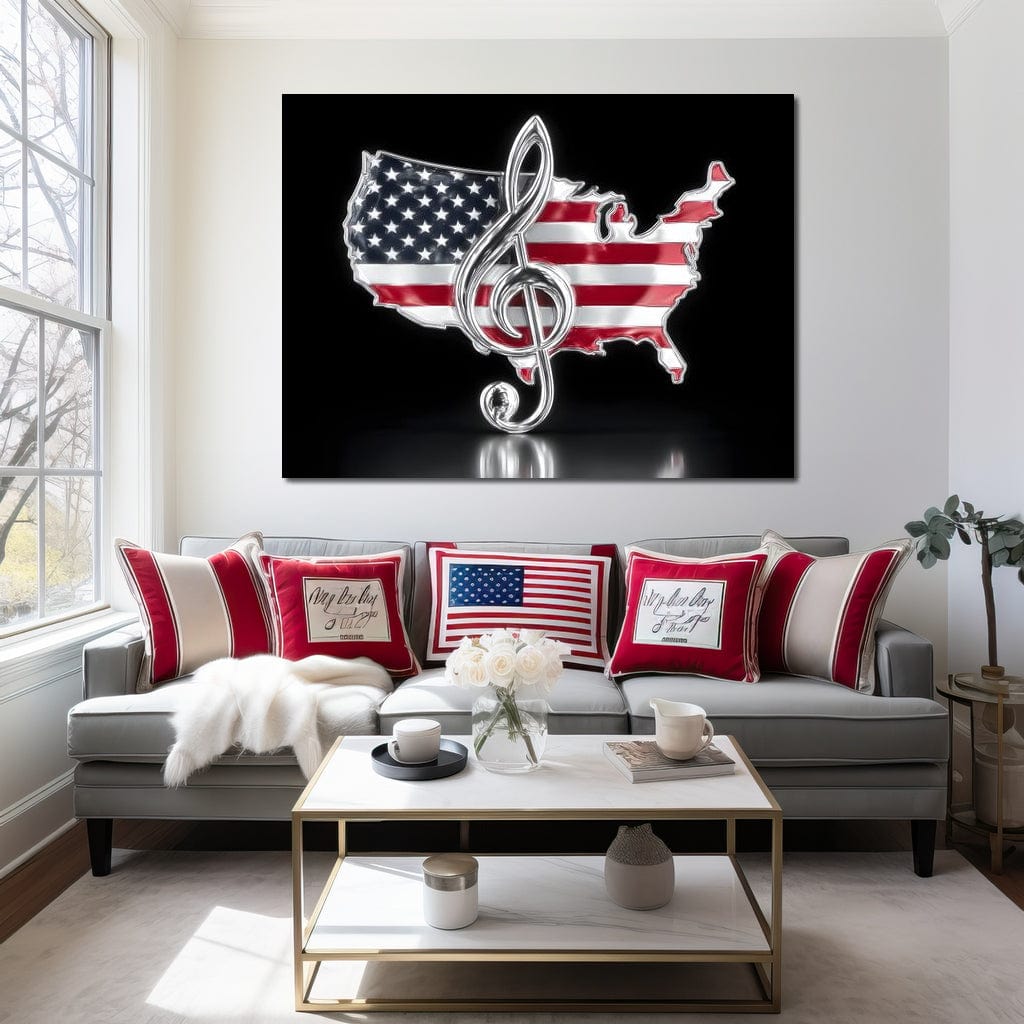 Patriotic Melody Stars Stripes Canvas Wall Art