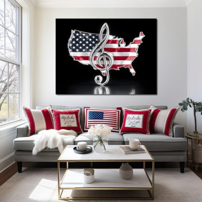 Patriotic Melody Stars Stripes Canvas Wall Art