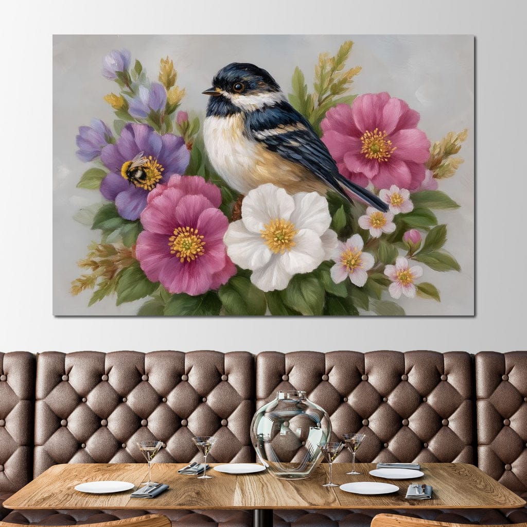 Chickadee Garden Blossom Song Canvas Wall Art