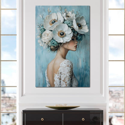 Petal Crowned Bridal Elegance Canvas Wall Art