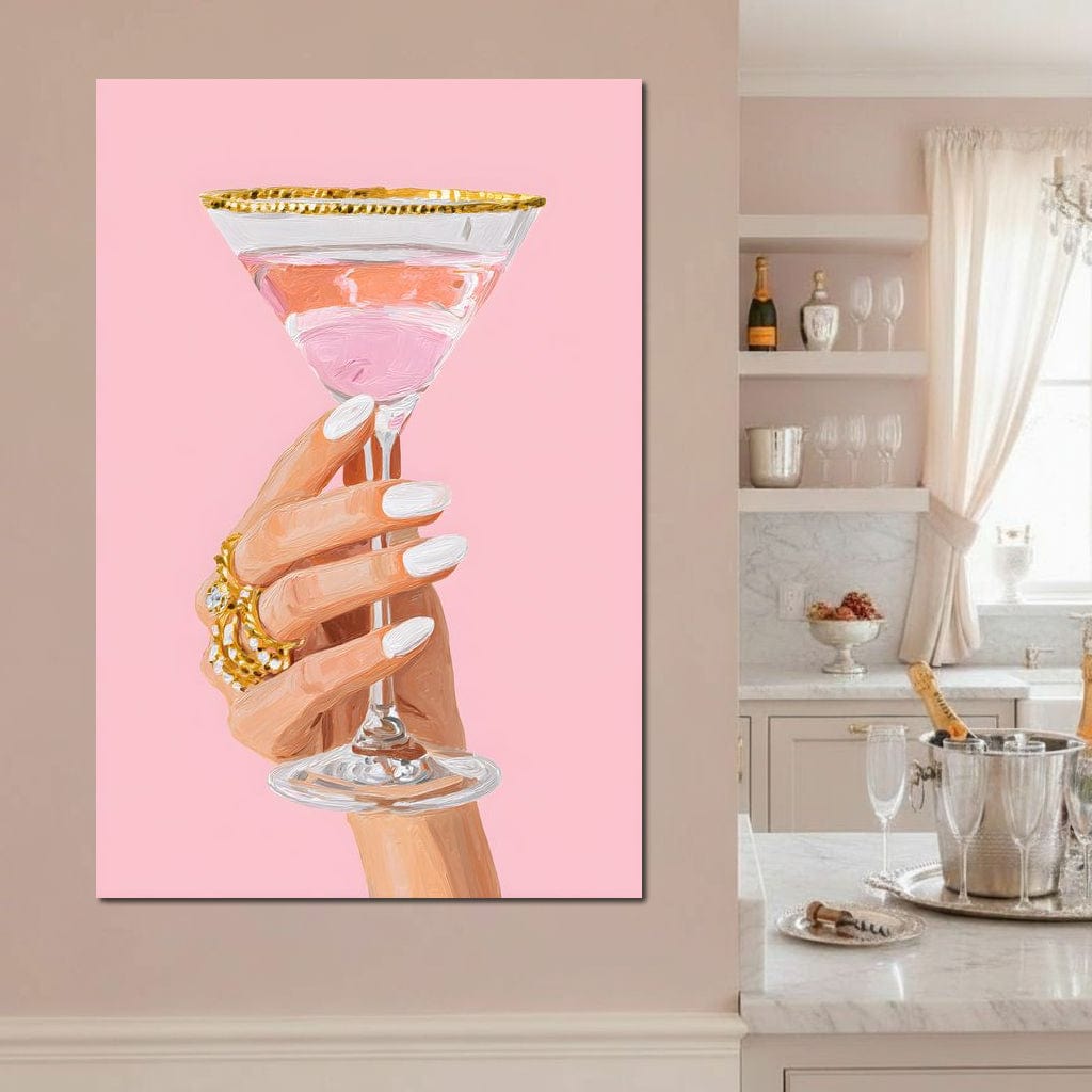 Chic Martini Toast Canvas Wall Art