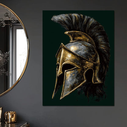 Gold Spartan Helm Battle Relic Canvas Wall Art