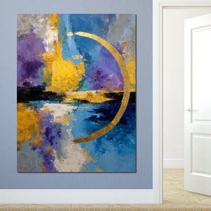 Golden Crescent Over Blue Sky Canvas Wall Art