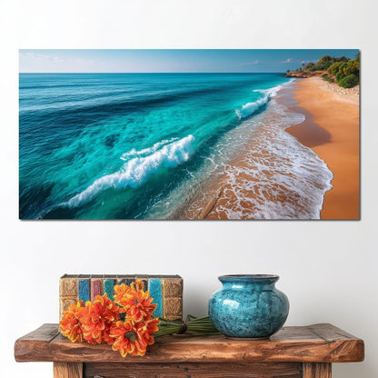 Tropical Coastline Wave Wash Canvas Wall Art