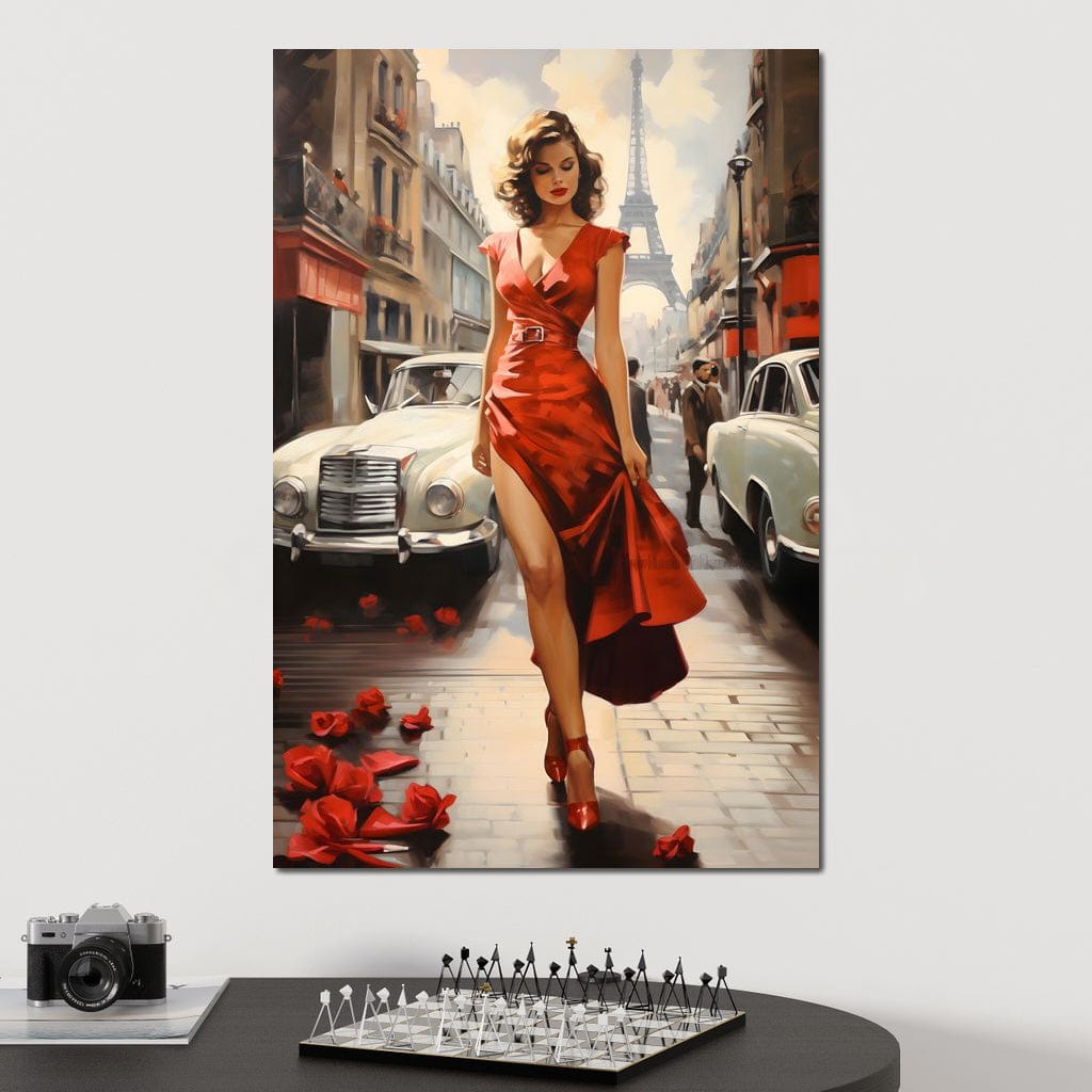 Glamour in the Streets of Paris Canvas Wall Art